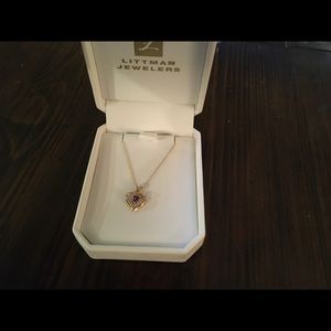 Littman jewelers -Amethyst Open Heart necklace 14K
